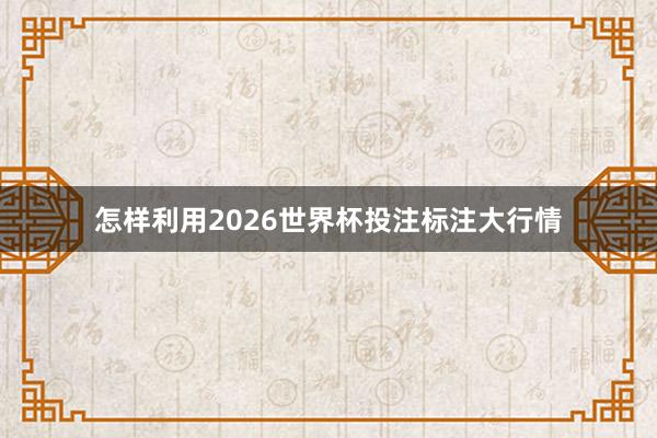 怎样利用2026世界杯投注标注大行情