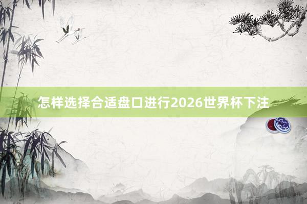 怎样选择合适盘口进行2026世界杯下注