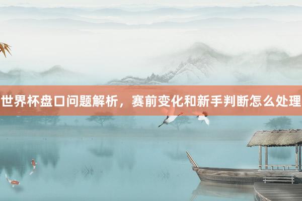世界杯盘口问题解析，赛前变化和新手判断怎么处理